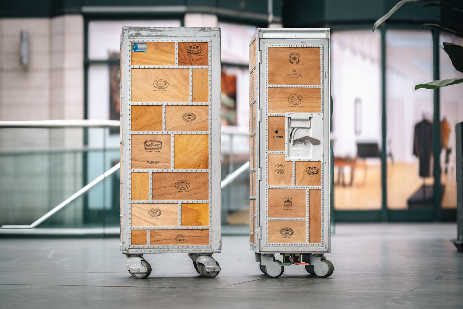 Zwei Seiten Flugzeugtrolley Humidor Zedernholz
